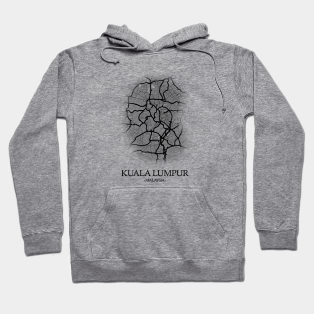 Kuala Lumpur City Map - Malaysia Cartography Black Hoodie by SPAZE